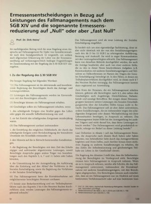 Vorschauseite 1: Ermessensentscheidungen in Bezug auf Leistungen des Fallmanagements nach dem SGB XIV und die sogenannte Ermessensreduzierung auf „Null" oder aber „fast Null"