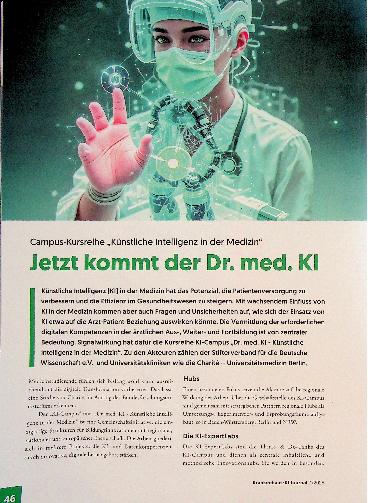 Vorschauseite 1: Campus-Kursreihe „Künstliche Intelligenz in der Medizin“ Jetzt kommt der Dr. med. KI
