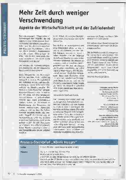 Vorschauseite 1: Mehr Zeit durch weniger Verschwendung. Aspekte der Wirtschaftlichkeit und der Zufriedenheit.