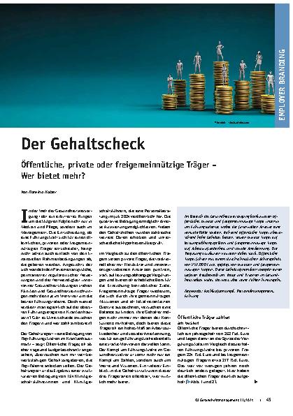 Vorschauseite 1: Der Gehaltscheck: Öffentliche, private oder freigemeinnützige Träger – Wer bietet mehr?