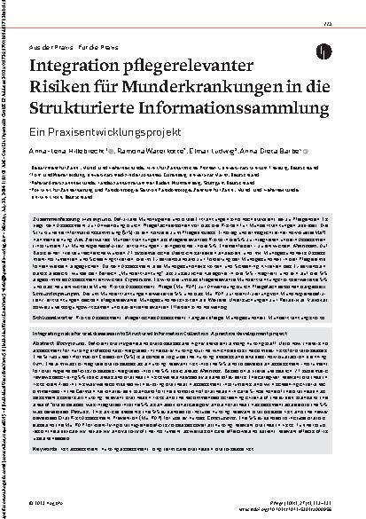 Vorschauseite 1: Integration pflegerelevanter Risiken für Mundkrankheiten in die Strukturierte Informationssammlung