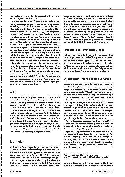 Vorschauseite 3: Integration pflegerelevanter Risiken für Mundkrankheiten in die Strukturierte Informationssammlung