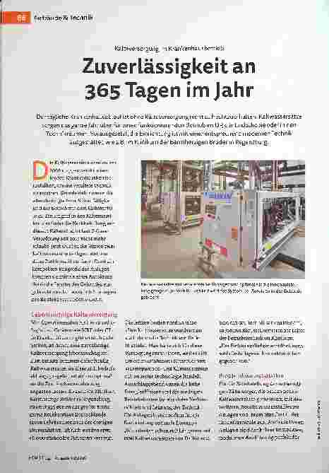Vorschauseite 1: Kälteversorgung im Krankenhausbetrieb: Zuverlässigkeit an 365 Tagen im Jahr.