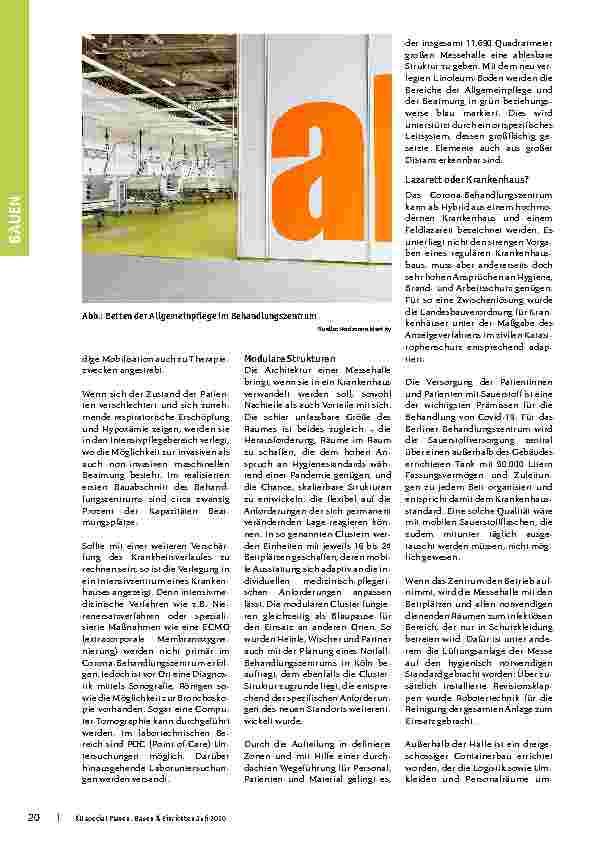 Vorschauseite 2: Ein Projekt im Sprint: Das Corona-Behandlungszentrum Jafféstraße in Berlin.