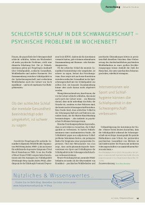 Vorschauseite 1: Schlechter Schlaf in der Schwangerschaftpsychische Probleme im Wochenbett