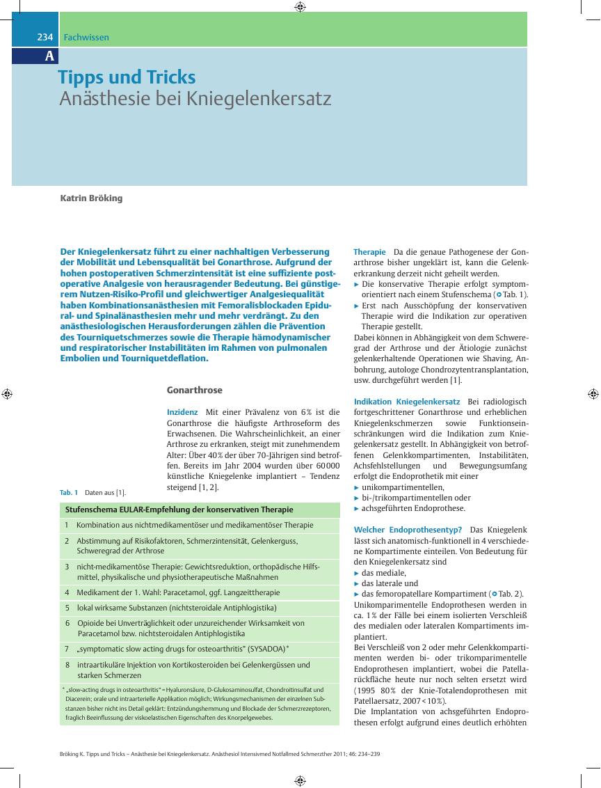 Vorschauseite 1: Tipps und Tricks – Anästhesie bei Kniegelenkersatz