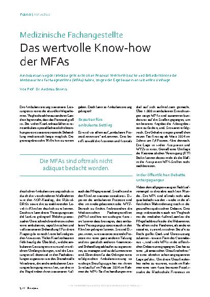 Vorschauseite 1: Medizinische Fachangestellte: Das wertvolle Know-how der MFAs