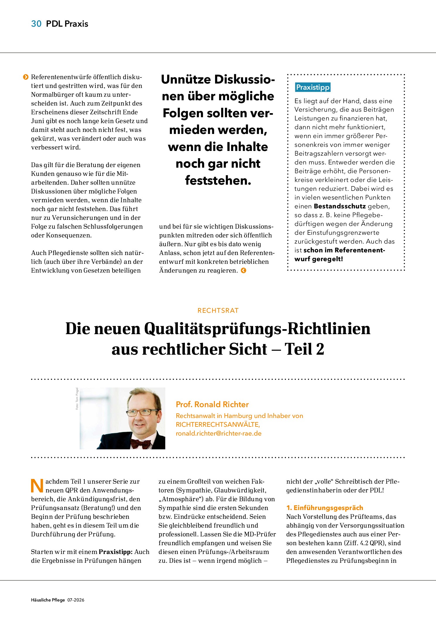 Vorschauseite 1: Die neuen Qualitätsprüfungs-Richtlinien aus rechtlicher Sicht – Teil 2