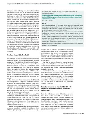 Vorschauseite 2: Interprofessionelle BETA-MeH-Kooperation zwischen klinischer und betrieblicher Rehabilitation: Sicht von Fallmanagement und Fachkraft für betriebliche Intervention