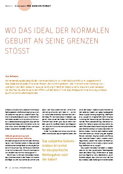 Vorschauseite 1: Wo das Ideal der normalen Geburt an seine Grenzen stößt