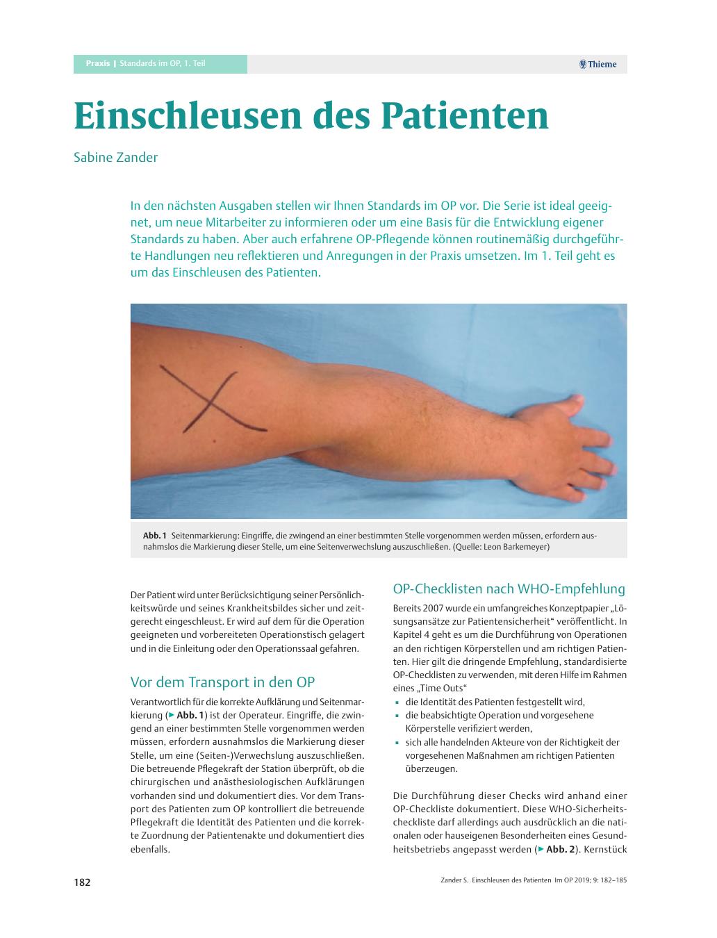 Vorschauseite 1: Einschleusen des Patienten