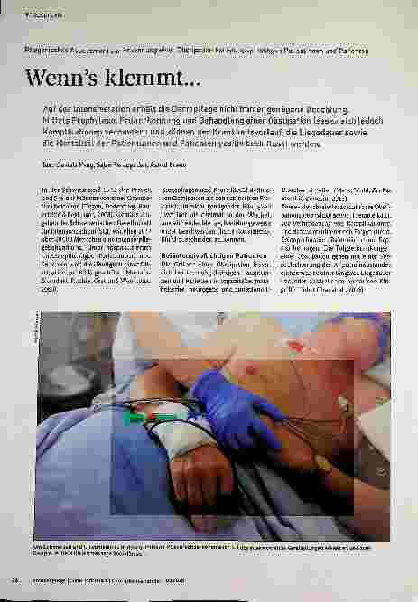 Vorschauseite 1: Pflegerisches Assessment zur Erkennung einer Obstipation bei intensivpflichtigen Patientinnen und Patienten. Wenn s klemmt...