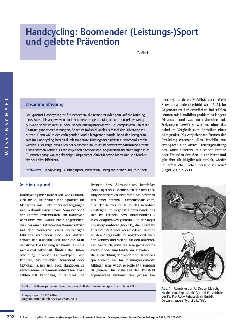Vorschauseite 1: Handcycling: Boomender (Leistungs-)Sport und gelebte Prävention