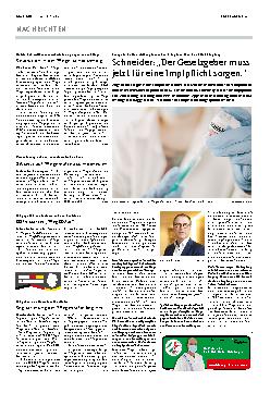 Vorschauseite 1: Schneider: „Der Gesetzgeber muss jetzt für eine Impfpflicht sorgen.“