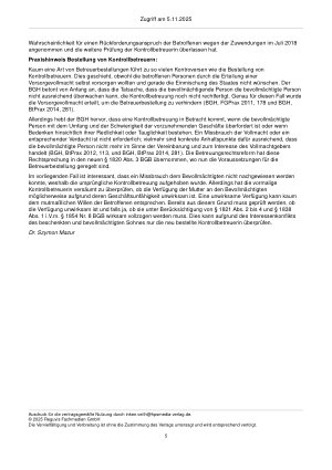 Vorschauseite 5: Zur Kontrollbetreuung – §§ 1815 Abs. 3, 1820 Abs. 3 BGB
