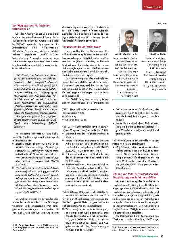 Vorschauseite 2: Ein Erfahrungsbericht und Beispiel zur Nachahmung: Ganzheitliche Analyse des Infektionsrisikos und besonders schutzbedürftiger Mitarbeiter.