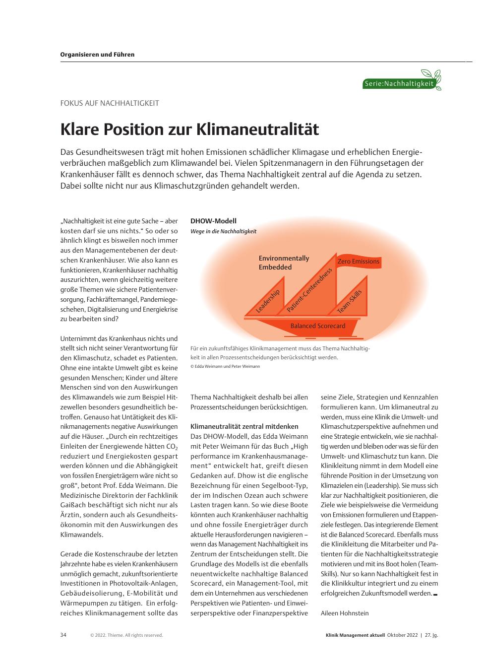 Vorschauseite 1: Fokus auf Nachhaltigkeit: Klare Position zur Klimaneutralität