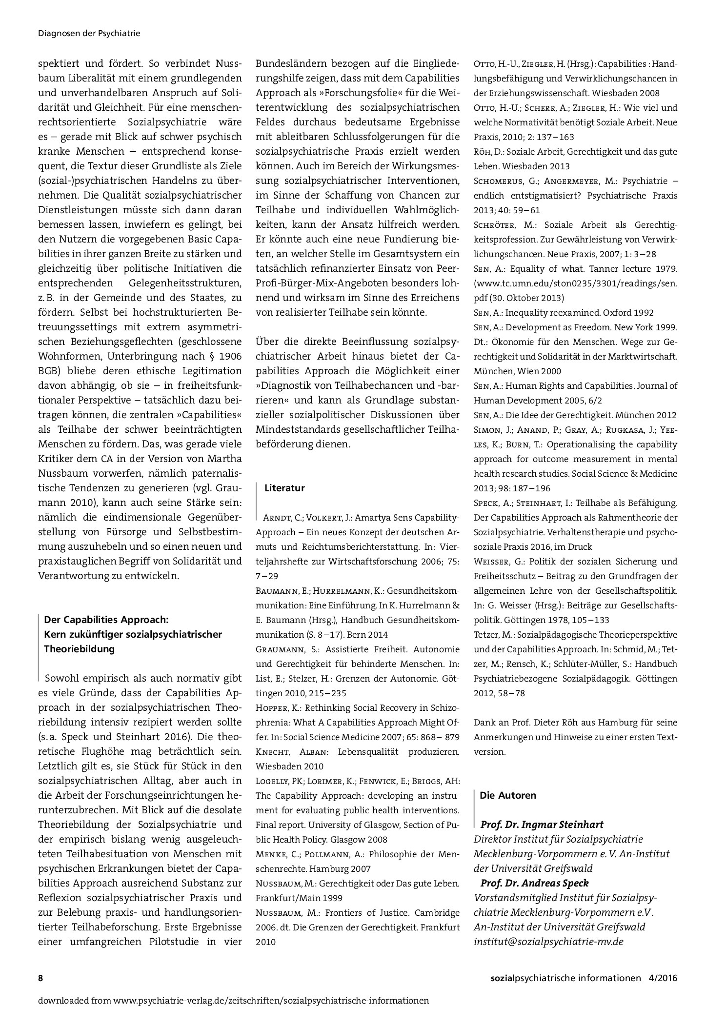Vorschauseite 5: Der Capabilities Approach und die Sozialpsychiatrie