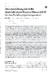 Vorschauseite 1: Die Entwicklung der Rolle einer Advanced Practice Nurse (APN) für das Ernährungsmanagement