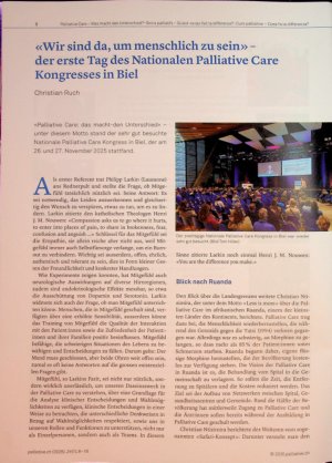 Vorschauseite 1: «Wir sind da, um menschlich zu sein» - der erste Tag des Nationalen Palliative Care Kongresses in Biel