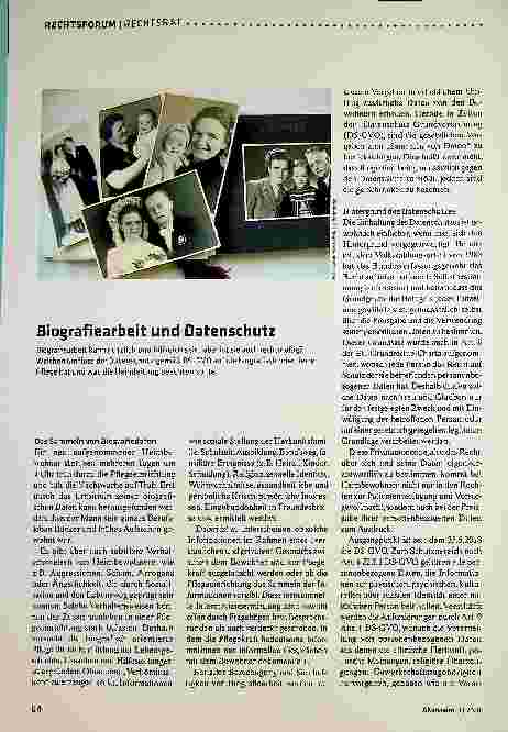 Vorschauseite 1: Biografiearbeit und Datenschutz
