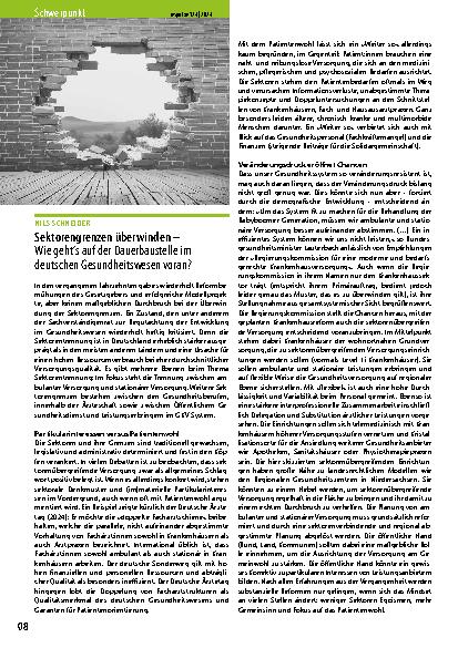 Vorschauseite 1: Sektorengrenzen überwinden – Wie geht s auf der Dauerbaustelle im deutschen Gesundheitswesen voran?