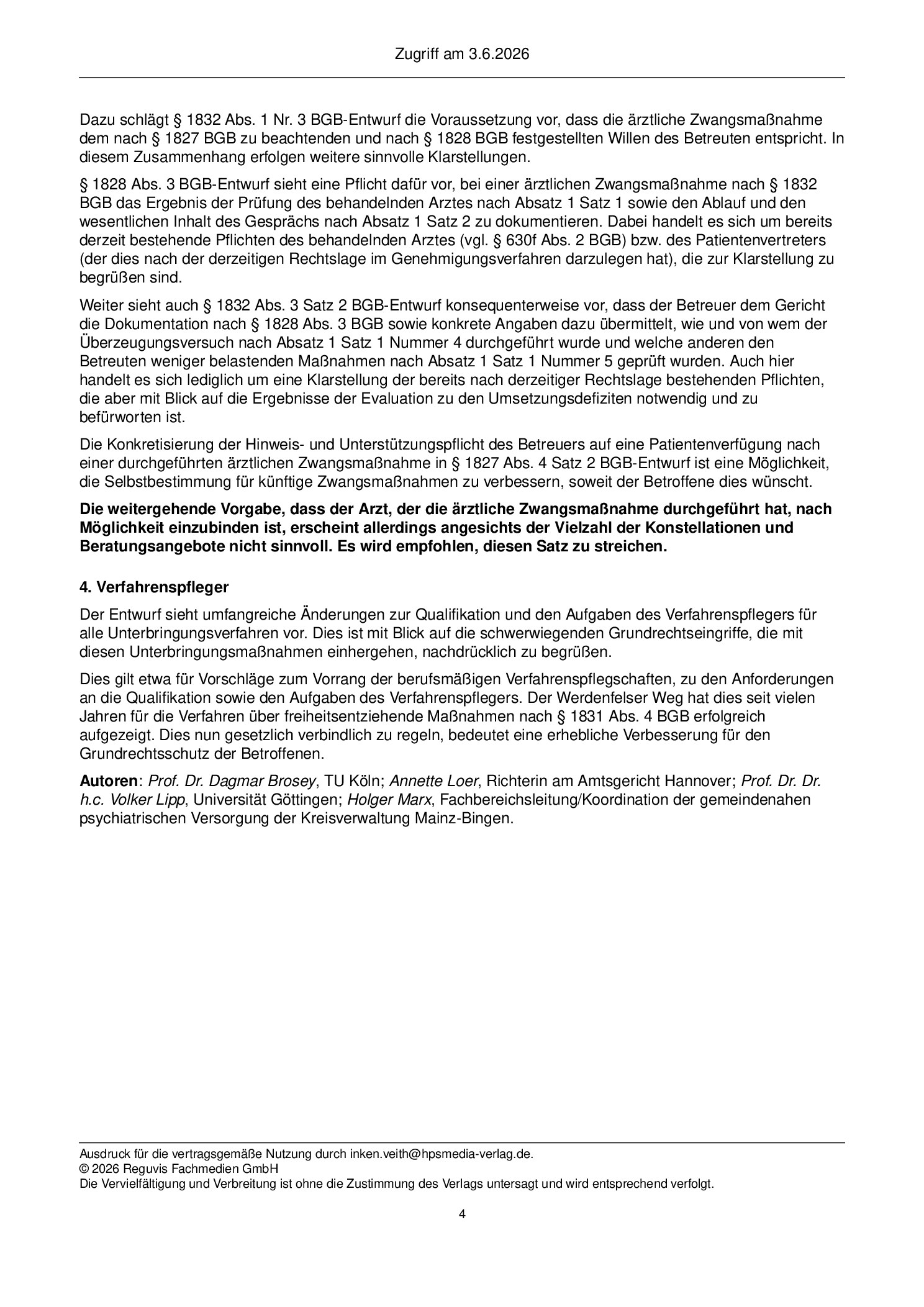 Vorschauseite 4: Zur notwendigen Neuregelung ärztlicher Zwangsmaßnahmen außerhalb eines geeigneten Krankenhauses