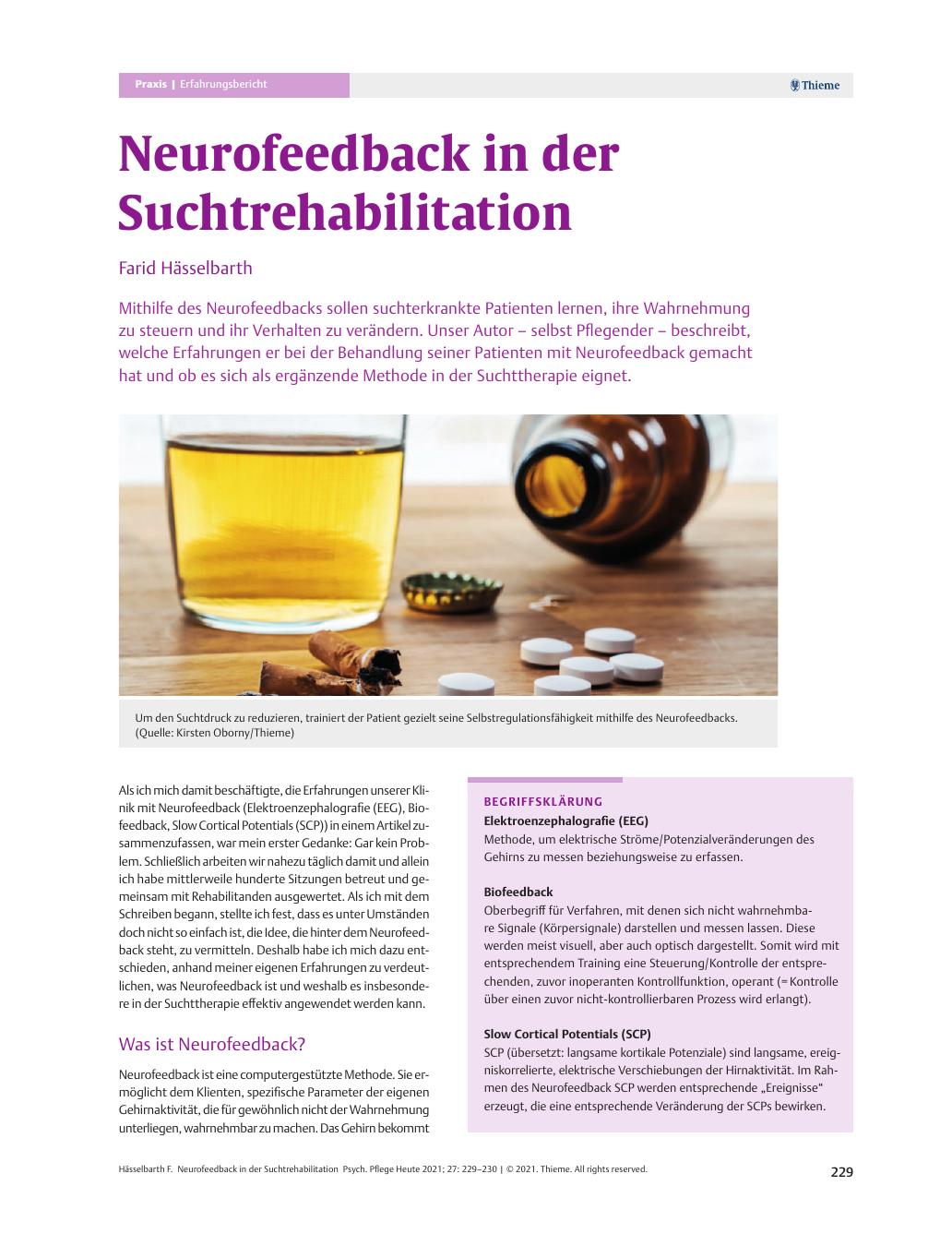 Vorschauseite 1: Neurofeedback in der Suchtrehabilitation