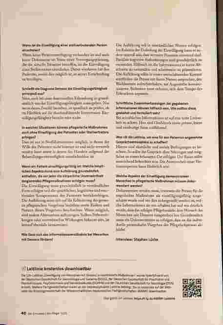 Vorschauseite 3: AUCH BEI DEMENZ IST VON DER EINWILLIGUNGSFÄHIGKEIT AUSZUGEHEN.