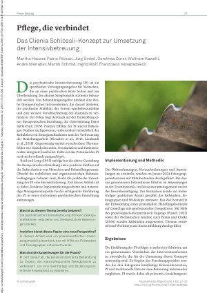 Vorschauseite 1: Pflege, die verbindet Das Clienia Schlössli-Konzept zur Umsetzung der Intensivbetreuung