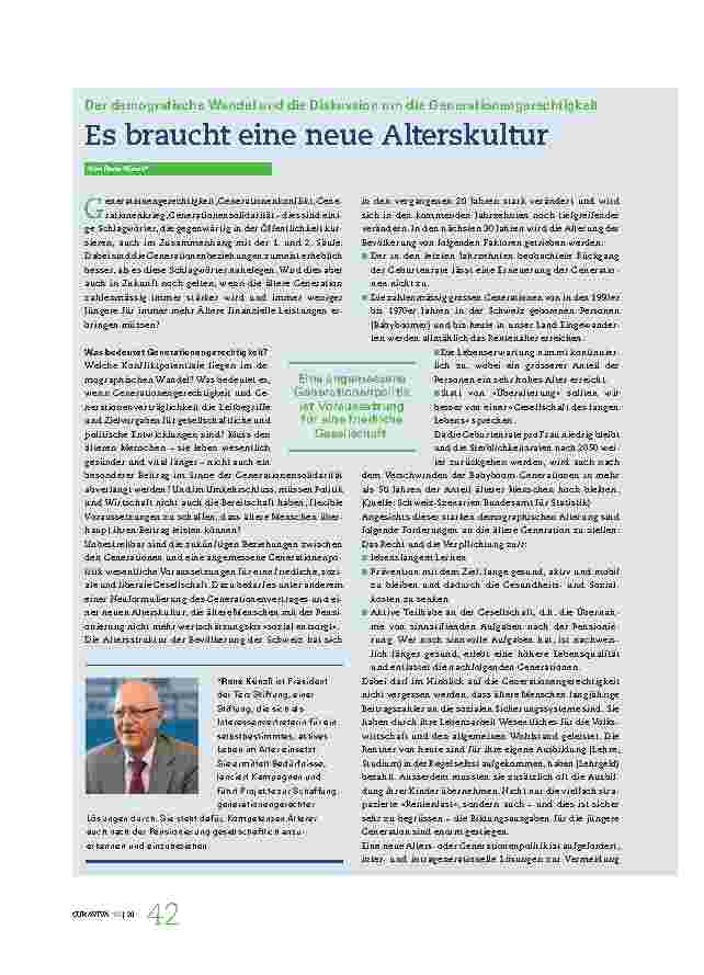 Vorschauseite 1: Es braucht eine neue Alterskultur.
