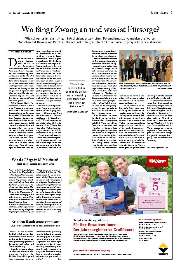 Vorschauseite 1: Wo fängt Zwang an und was ist Fürsorge?