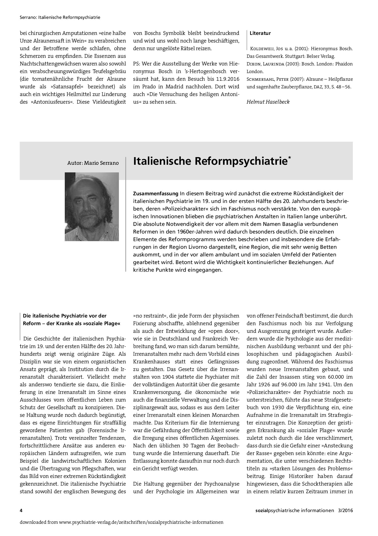 Vorschauseite 1: Italienische Reformpsychiatrie