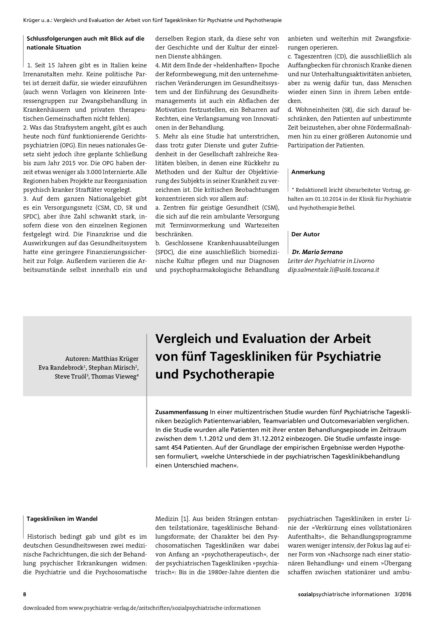 Vorschauseite 5: Italienische Reformpsychiatrie