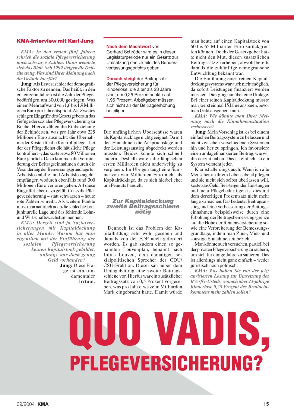 Vorschauseite 1: Quo Vadis, Pflegeversicherung?