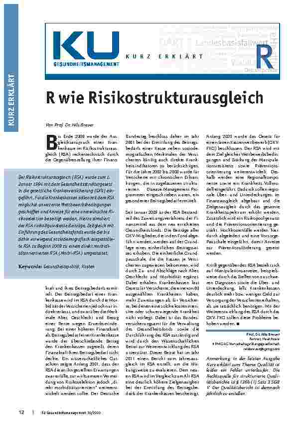 Vorschauseite 1: R wie Risikostrukturausgleich
