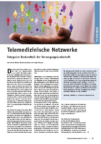 Vorschauseite 1: Telemedizinische Netzwerke sind integraler Bestandteil der Versorgungslandschaft.