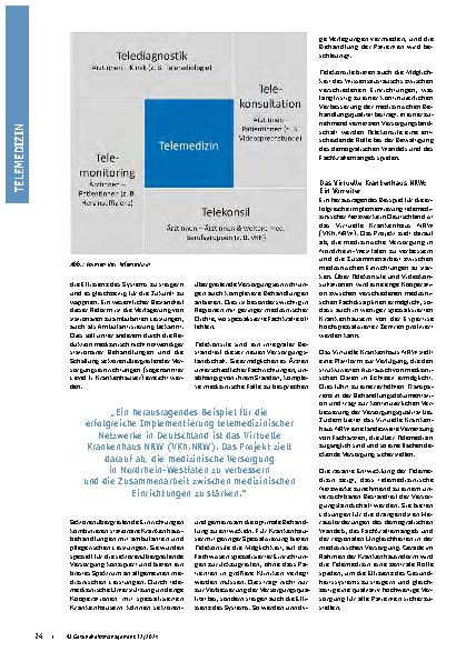 Vorschauseite 2: Telemedizinische Netzwerke sind integraler Bestandteil der Versorgungslandschaft.