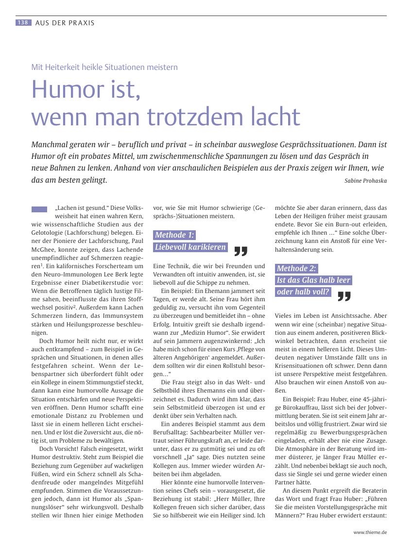 Vorschauseite 1: Humor ist, wenn man trotzdem lacht