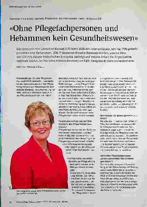Vorschauseite 1: "Without Pflegefachpersonen and Hebammen no Gesundheitswesen"