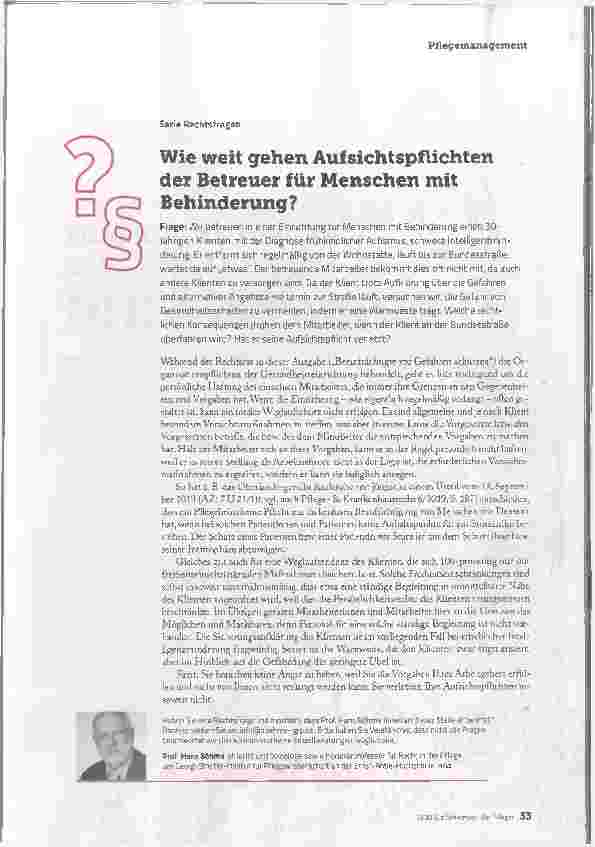 Vorschauseite 1: Wie weit gehen Aufsichtspflichten der Betreuer für Menschen mit Behinderung?