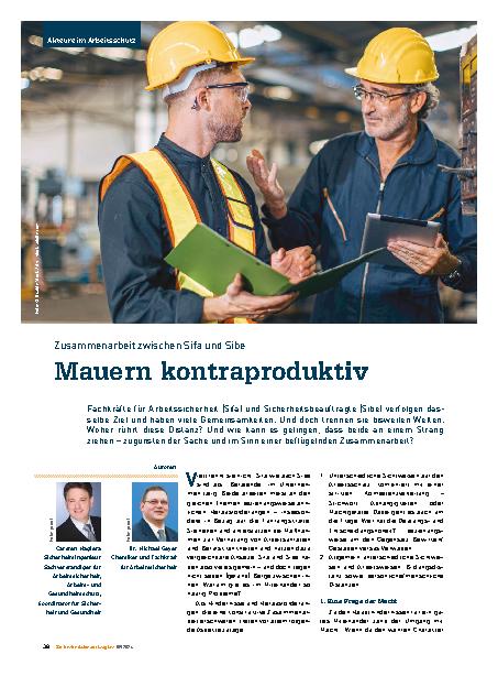 Vorschauseite 1: Zusammenarbeit zwischen Sifa und Sibe Mauern kontraproduktiv