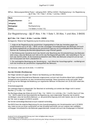Vorschauseite 1: Zur Registrierung – §§ 27 Abs. 1 Nr. 1 Satz 1, 30 Abs. 1 und Abs. 3 BtOG