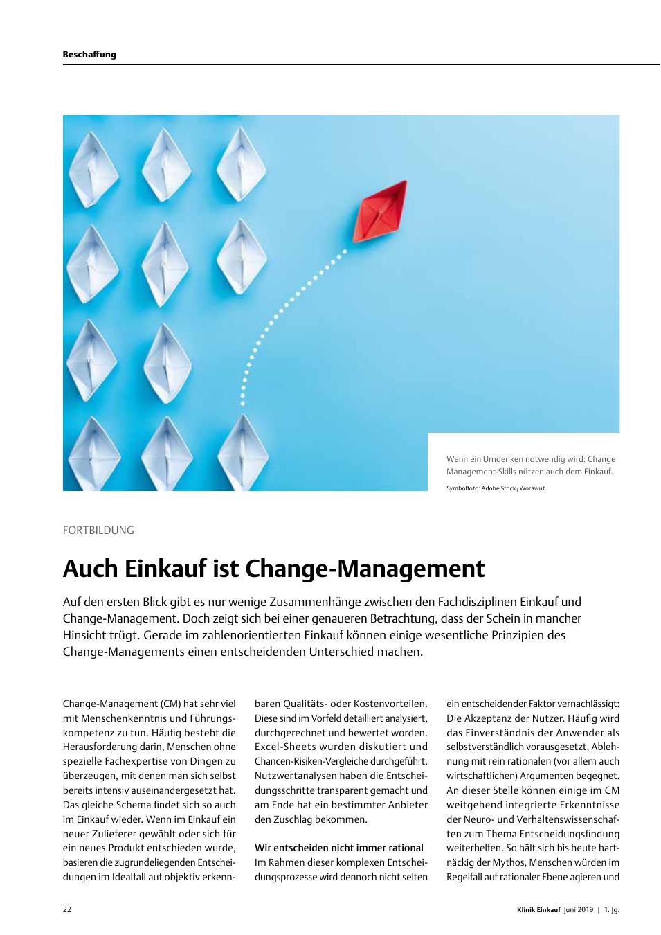 Vorschauseite 1: Fortbildung: Auch Einkauf ist Change-Management