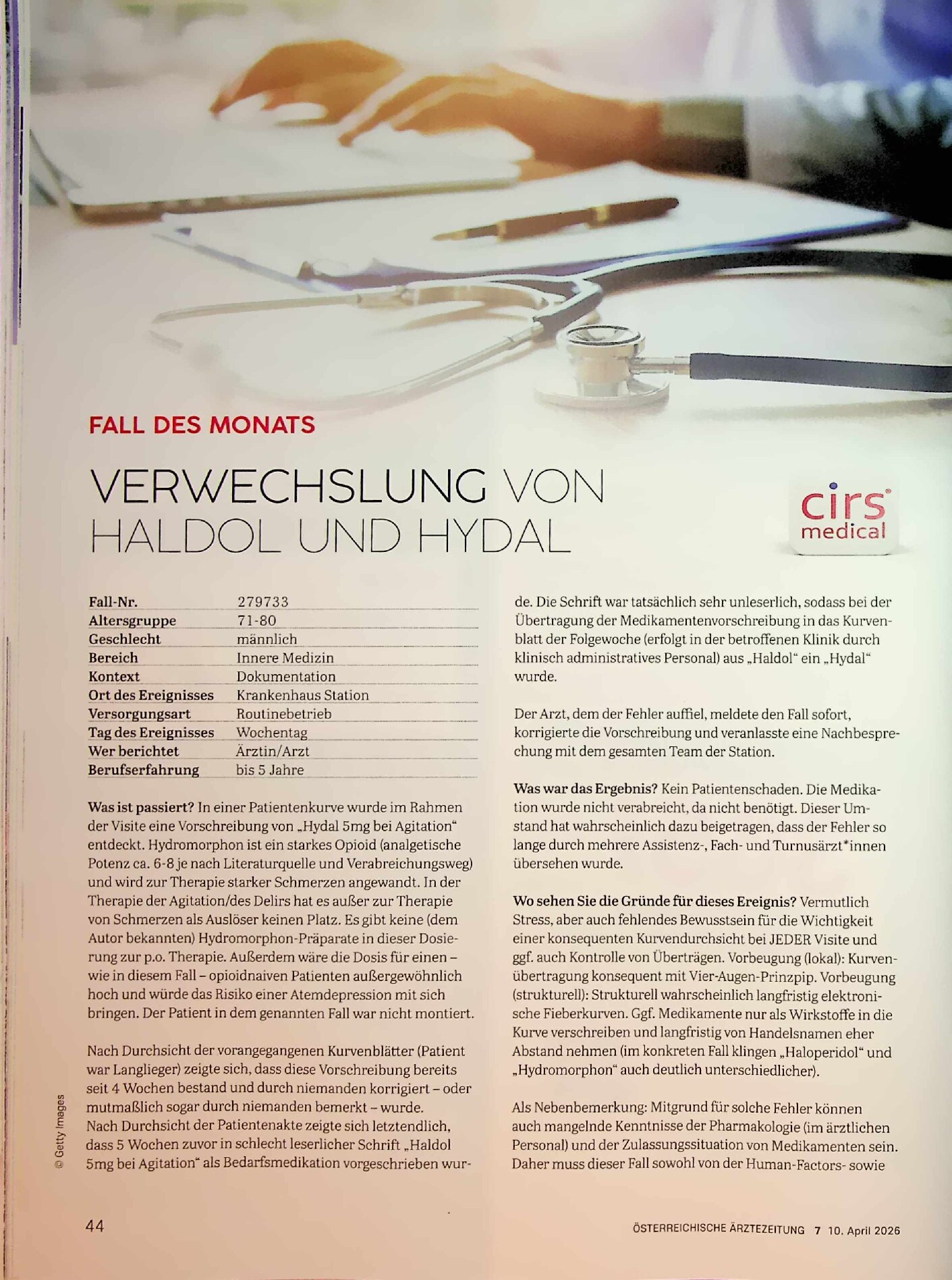 Vorschauseite 1: Verwechslung von CIRS-Haldol und Hydal