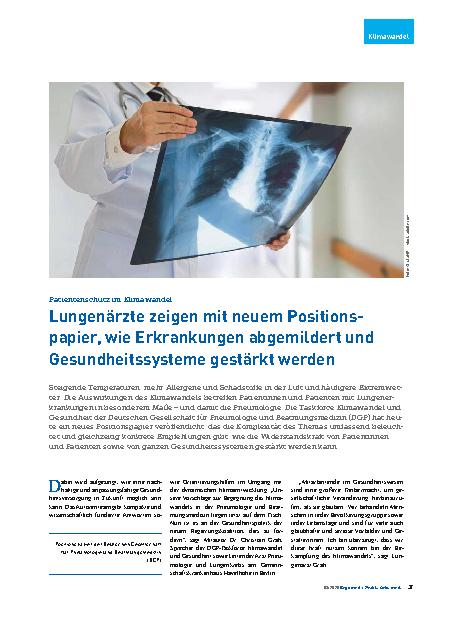 Vorschauseite 1: Lungenärzte zeigen mit neuem Positionspapier, wie Erkrankungen abgemildert und Gesundheitssysteme gestärkt werden