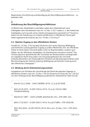 Vorschauseite 3: Die Beschäftigung ausländischer Arbeitnehmerinnen und Arbeitnehmer im öffentlichen Dienst