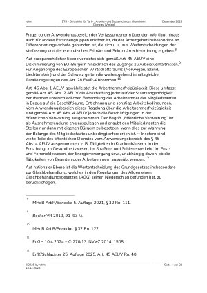 Vorschauseite 4: Die Beschäftigung ausländischer Arbeitnehmerinnen und Arbeitnehmer im öffentlichen Dienst