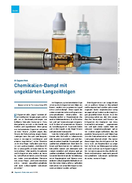 Vorschauseite 1: E-Zigaretten Chemikalien-Dampf mit ungeklärten Langzeitfolgen