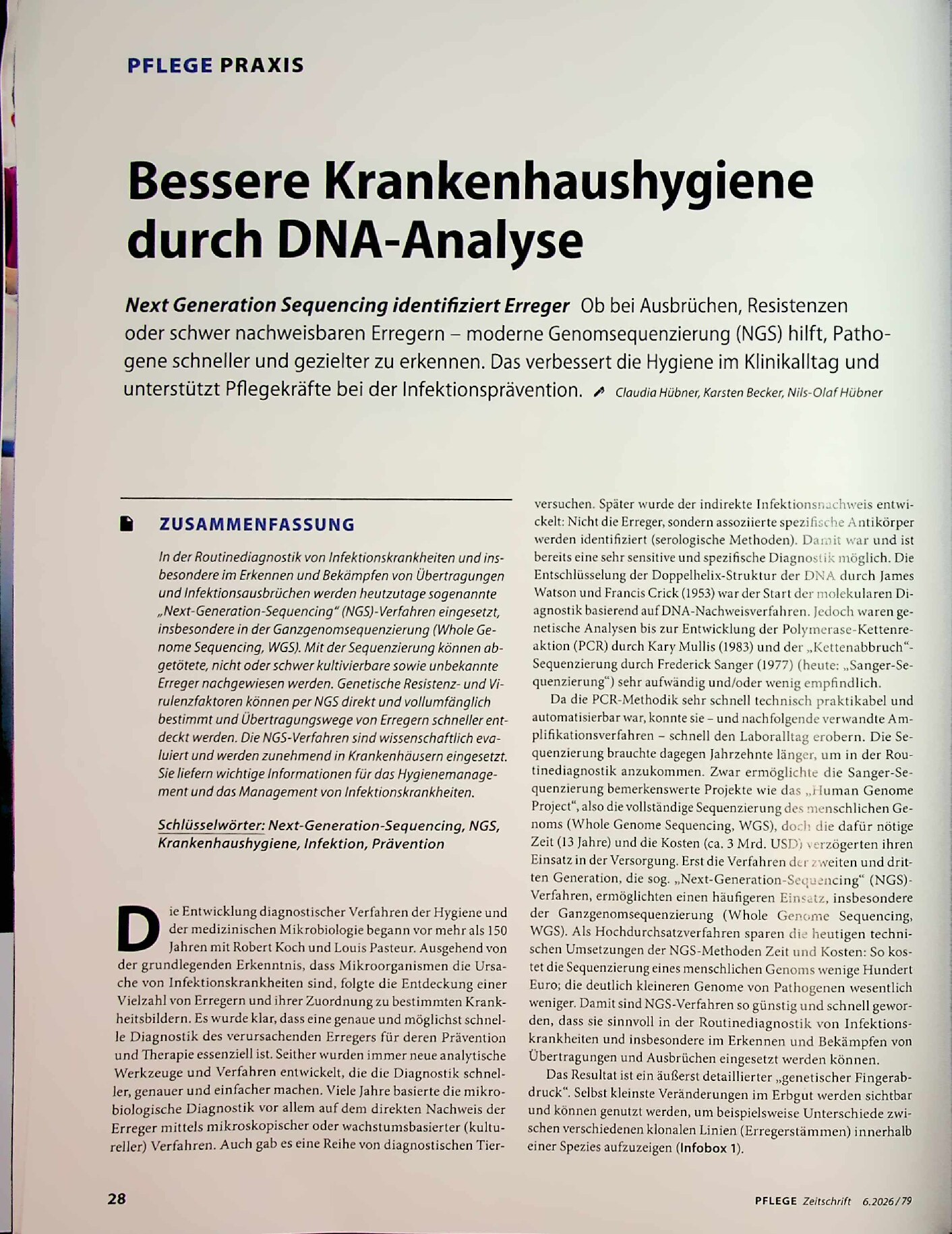 Vorschauseite 1: Bessere Krankenhaushygiene durch DNA-Analyse